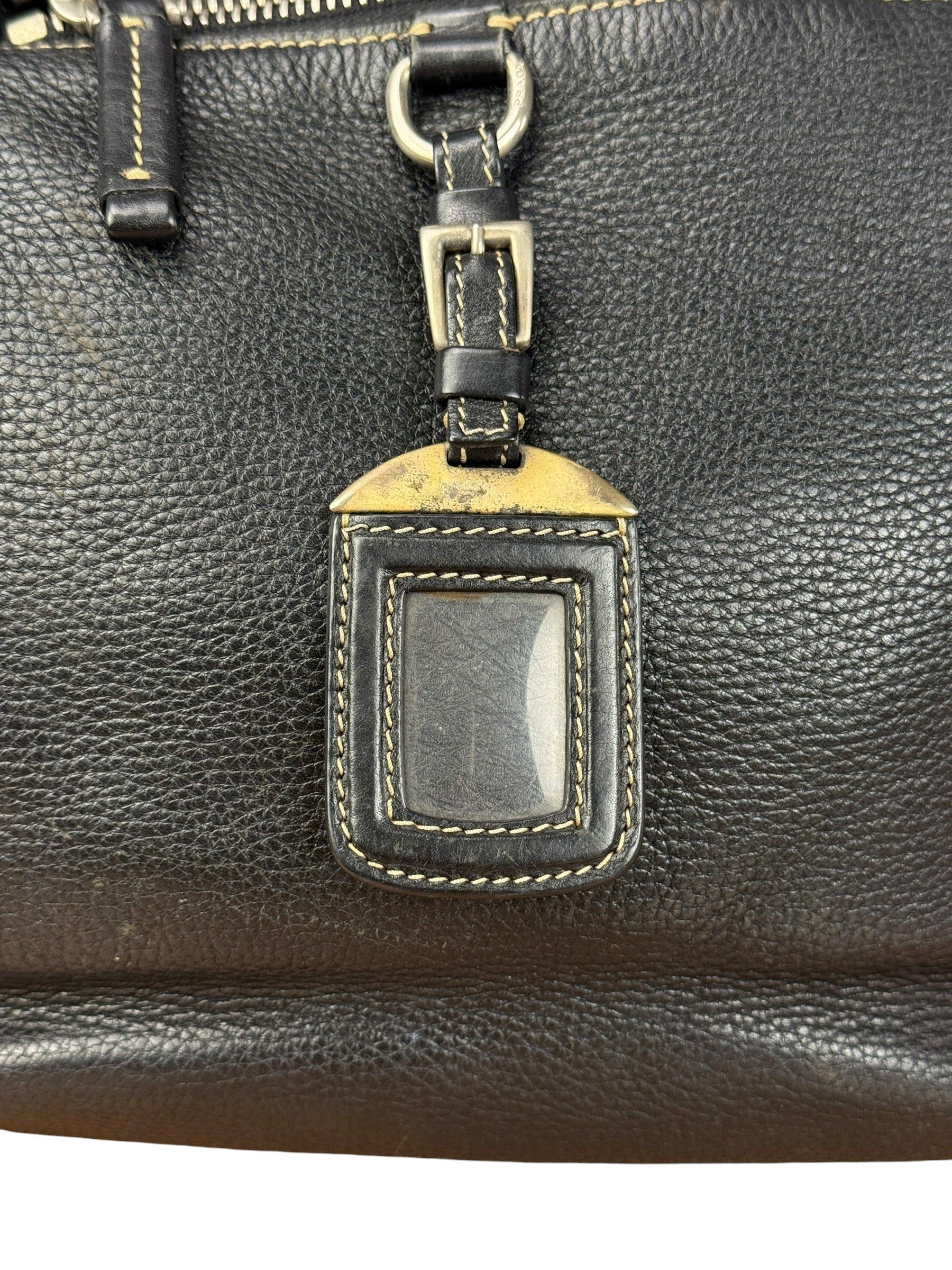 Prada Vintage Black Pebbled Leather Hobo Bag