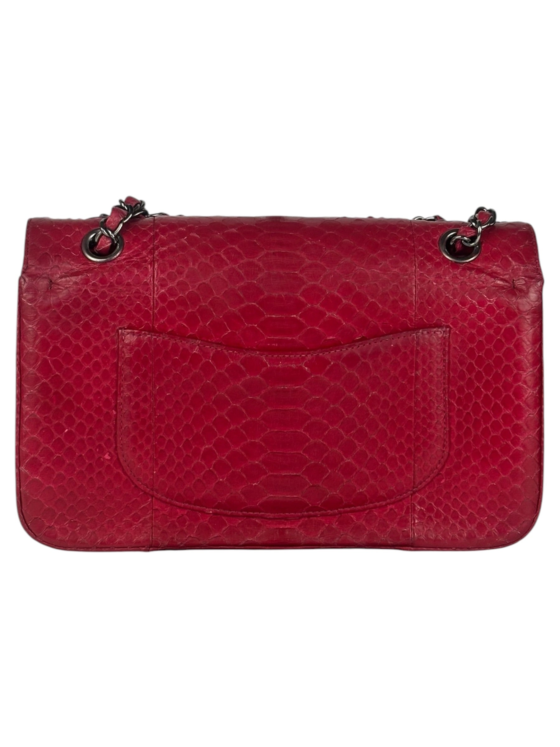 Chanel Classic Double Flap Python Bag Pink 2014