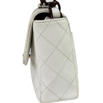 Chanel White Quilted Caviar Wooden M Flap 1999