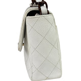 Chanel White Quilted Caviar Wooden M Flap 1999