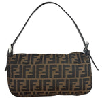 Fendi Brown Leather Trim Baguette