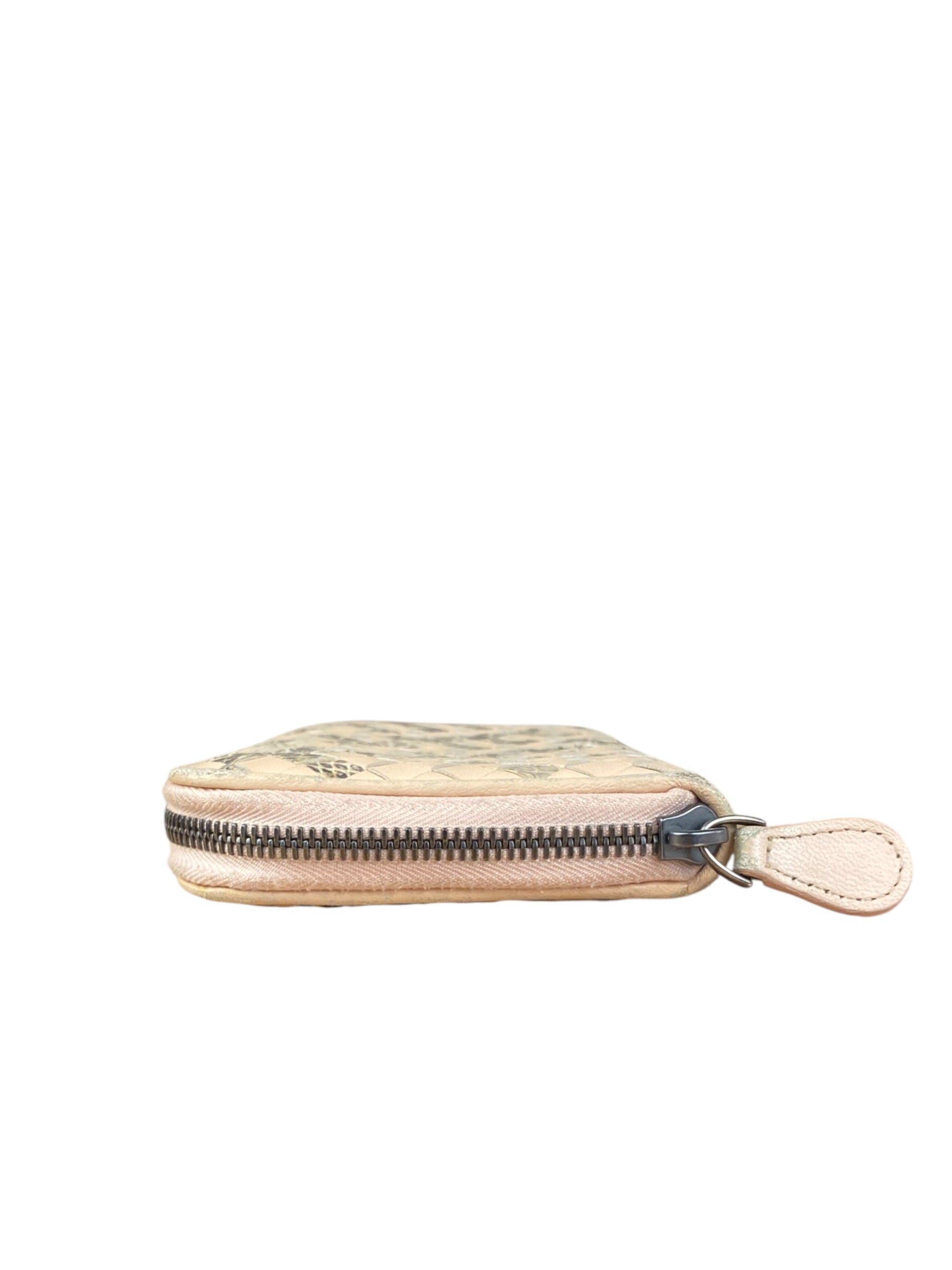 Bottega Veneta Pink Intreccio Snake Leather Long Wallet