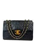 Chanel Black Quilted Leather Jumbo Flap Bag 1995