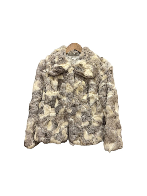 Vintage Cream/Grey Rabbit Fur Coat