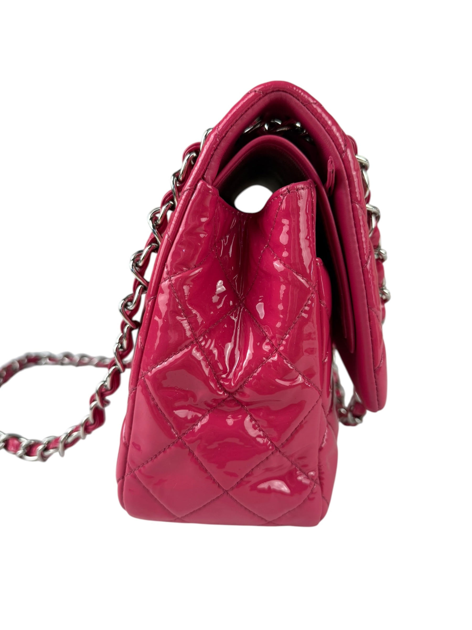 Chanel Hot Pink Large Patent Leather Double Flap Shoulder Bag 2014