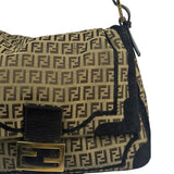 Fendi Black Trim Zucca Mamma Baguette
