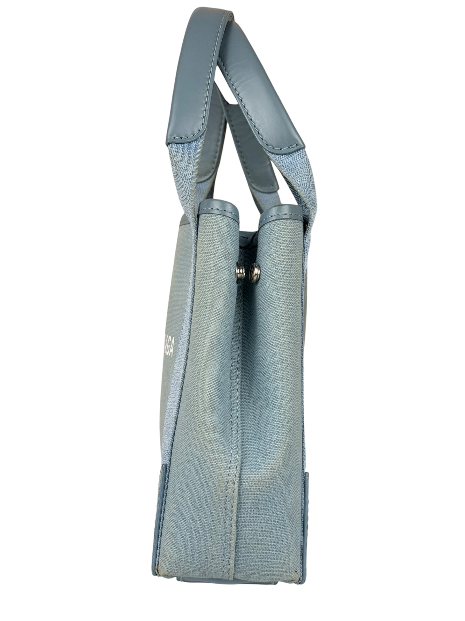Balenciaga Light Blue Leather Trim Cabas XS Tote Bag
