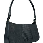 Salvatore Ferragamo Vintage Black Lizard Embossed Leather Pochette