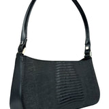 Salvatore Ferragamo Vintage Black Lizard Embossed Leather Pochette