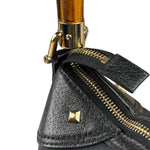 Gucci Black Leather Trim Bamboo Handle Hobo Bag