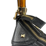 Gucci Black Leather Trim Bamboo Handle Hobo Bag