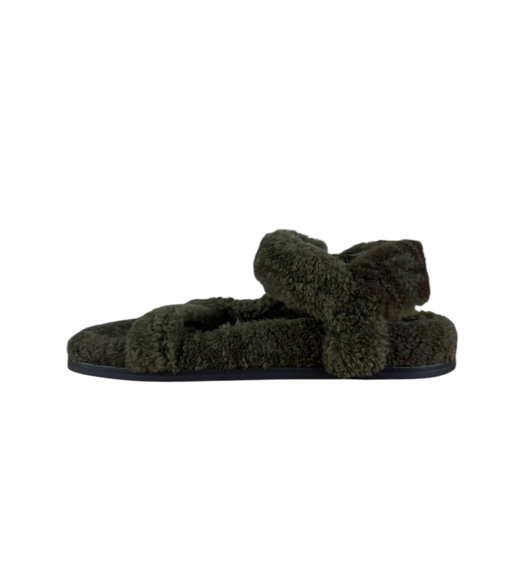 Fendi Green Shearling Sandals