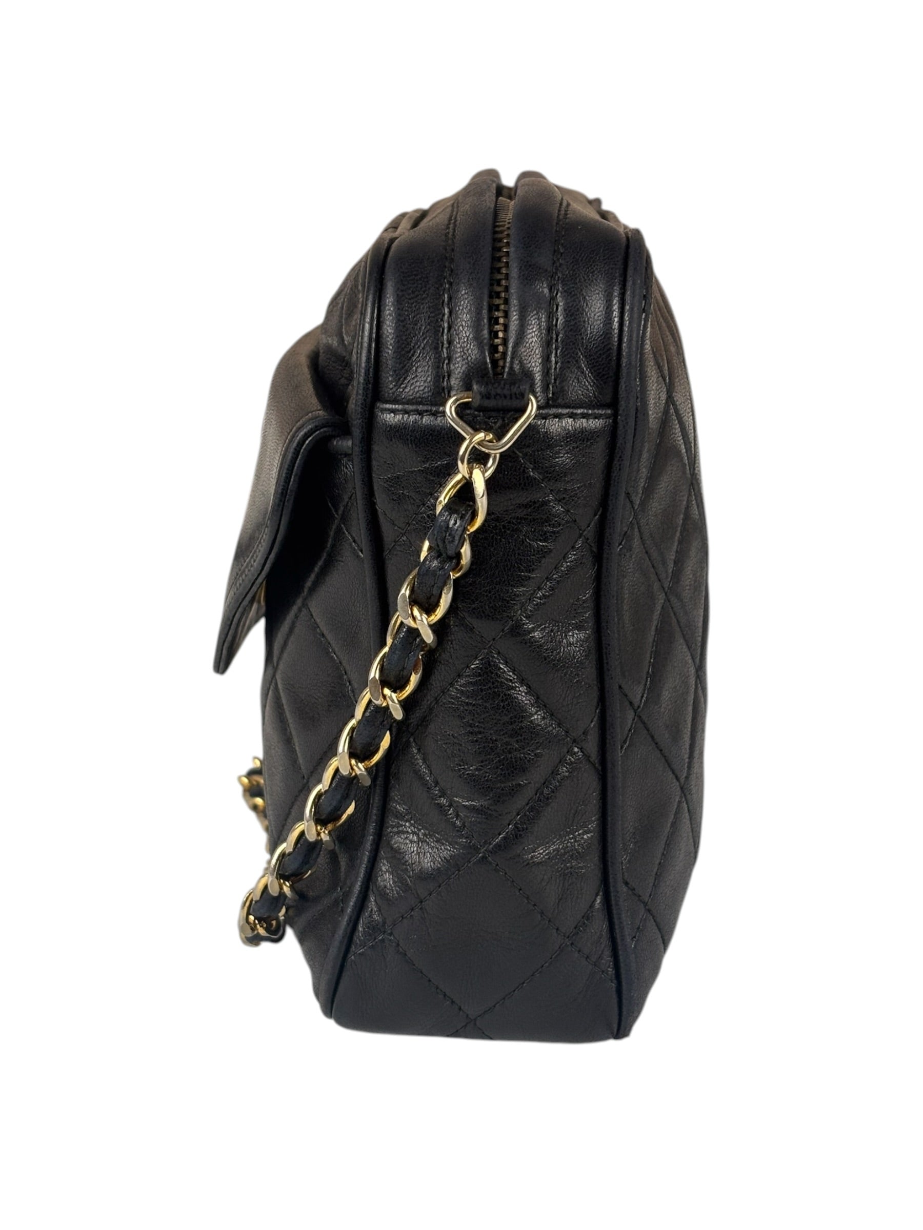 Chanel Black Diamond Stitch Camera Crossbody