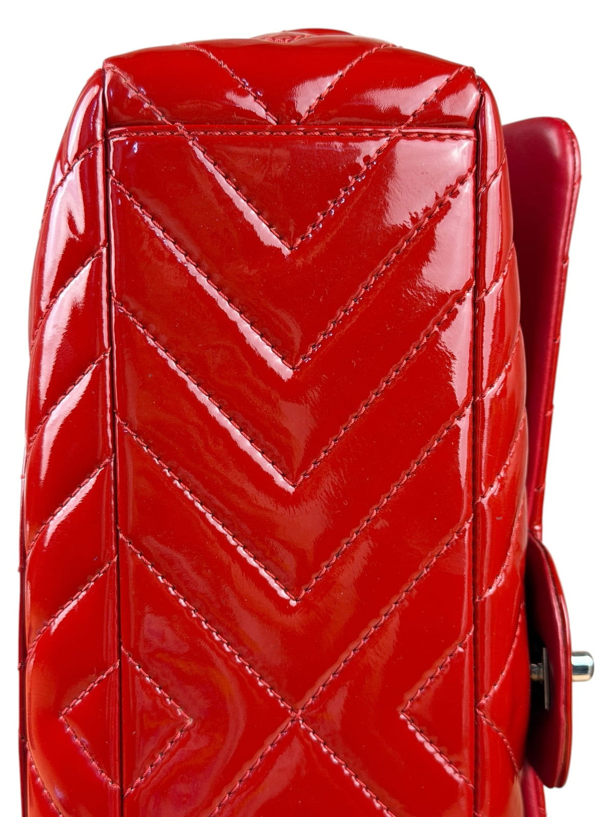 Chanel Red Patent Chevron Jumbo Flap 2010