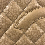 Chanel Vintage Beige Leather Diamond Quilted Medallion Tote Bag 2002