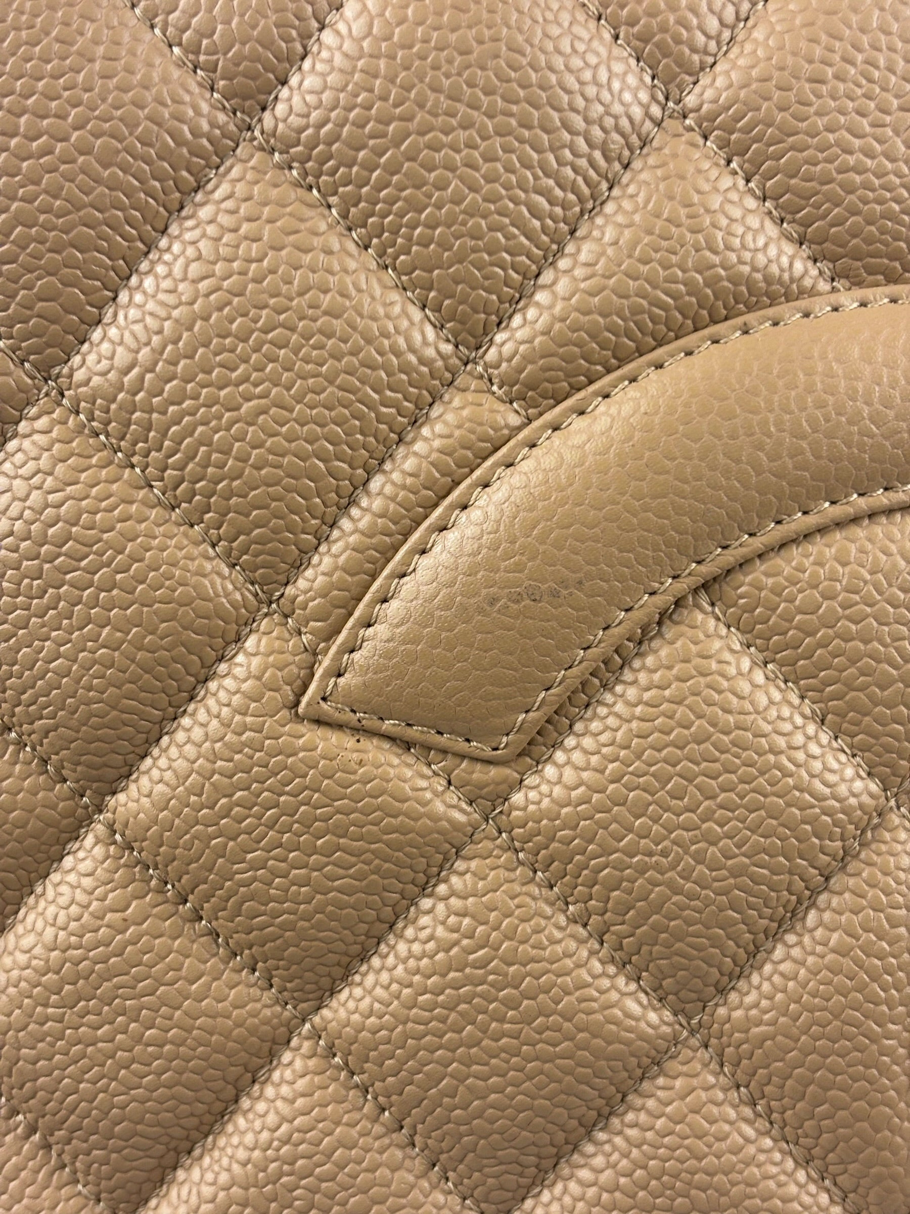 Chanel Vintage Beige Leather Diamond Quilted Medallion Tote Bag 2002