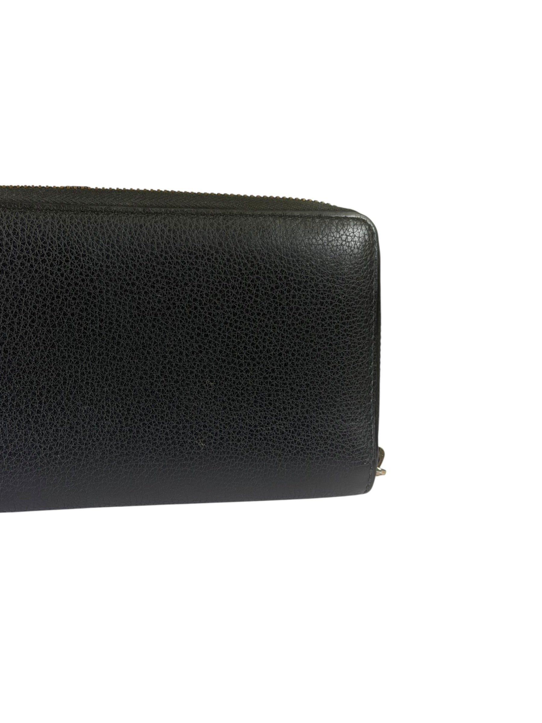 Gucci Black Leather Zip-Around Long Wallet