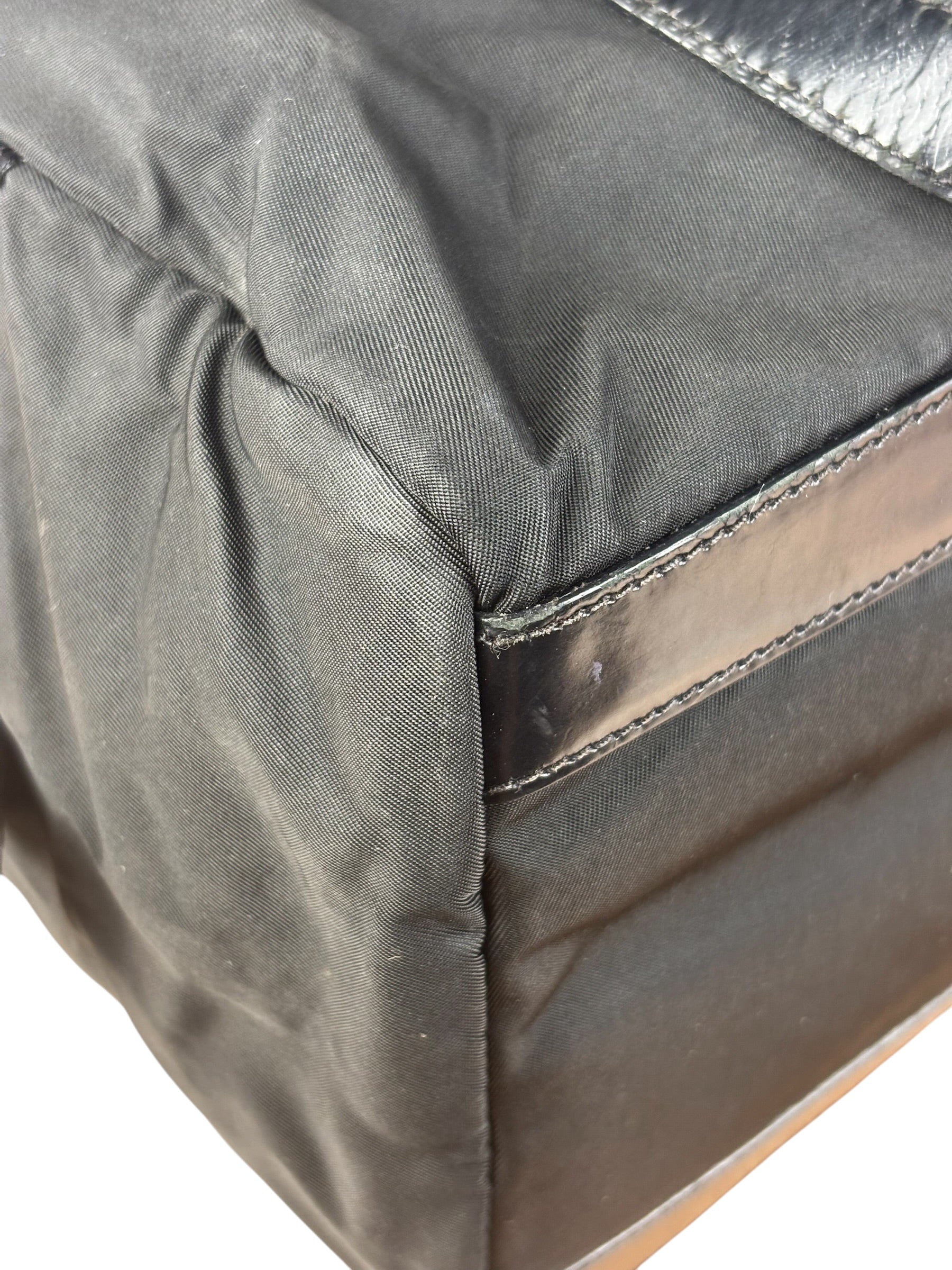 Prada Vintage Black Nylon/Patent Shoulder Bag