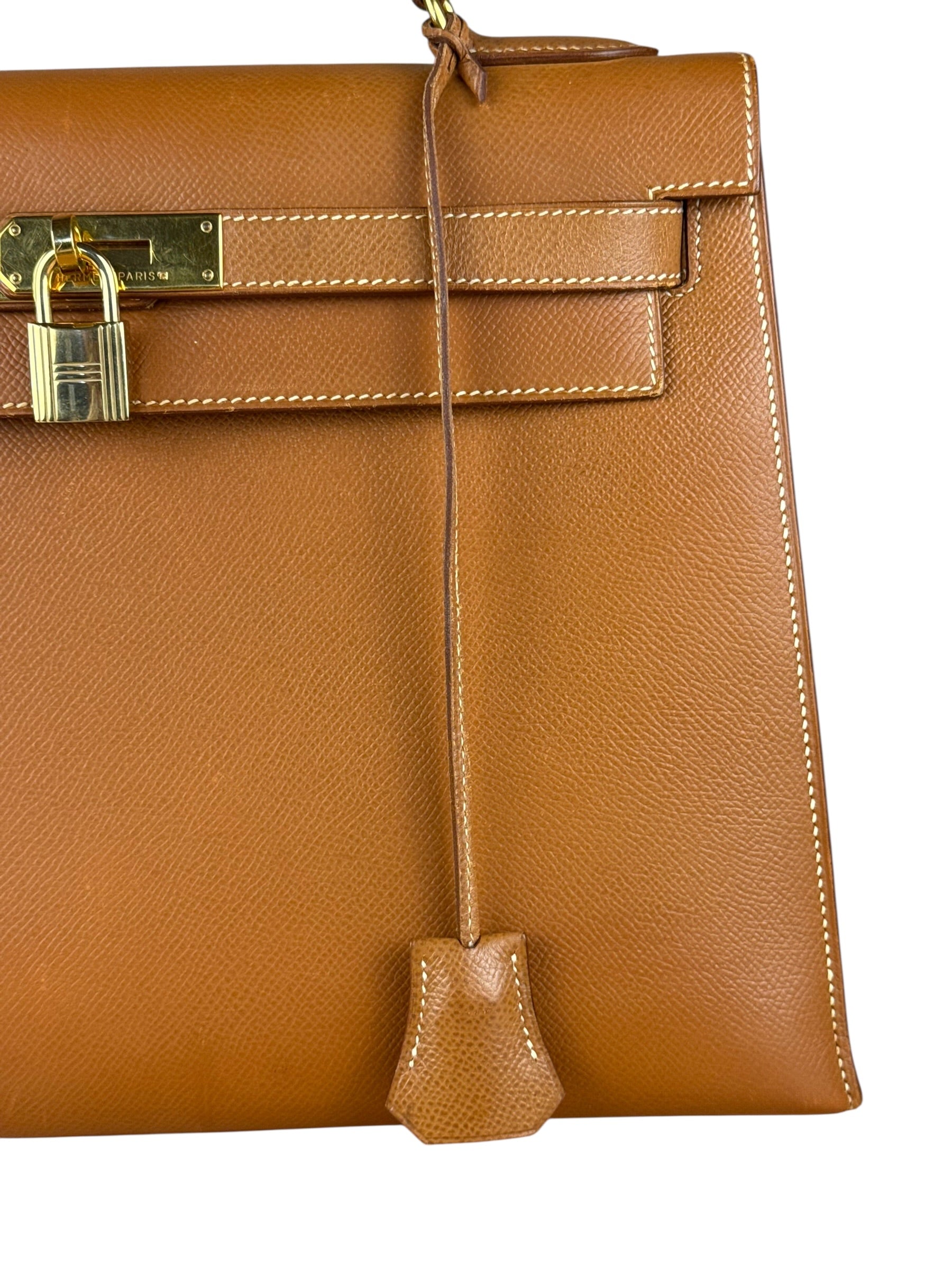 Hermes Kelly 32 Sellier Epsom Gold Handbag 1995
