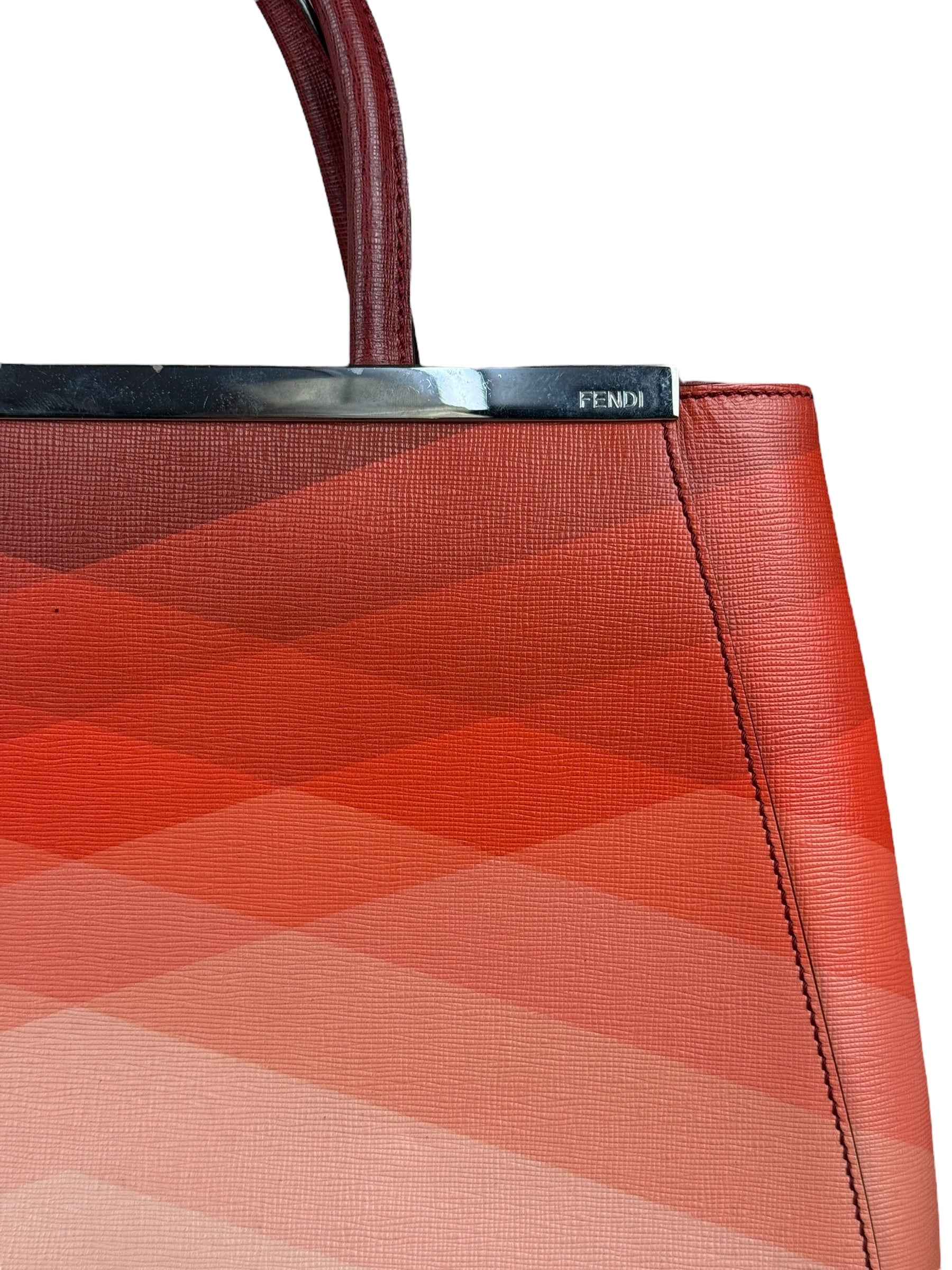 Fendi 2Jours Red Geometric Medium Tote