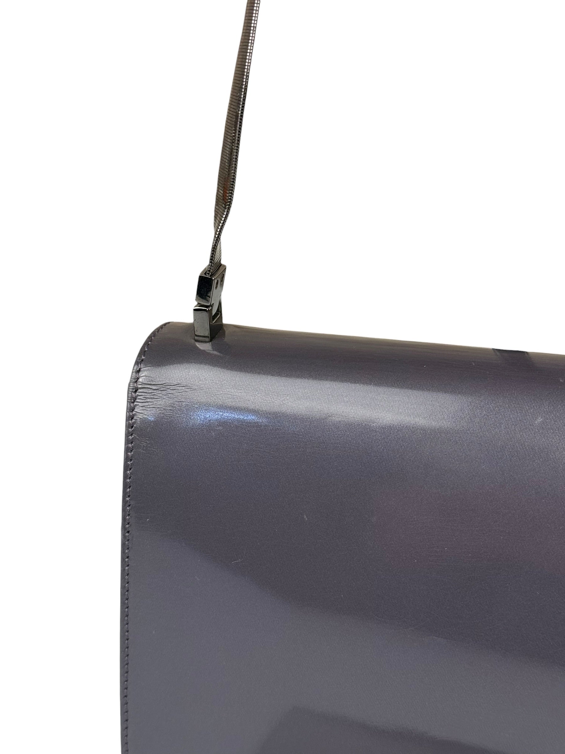 Gucci Grey Patent Leather Flap Mini Shoulder Bag