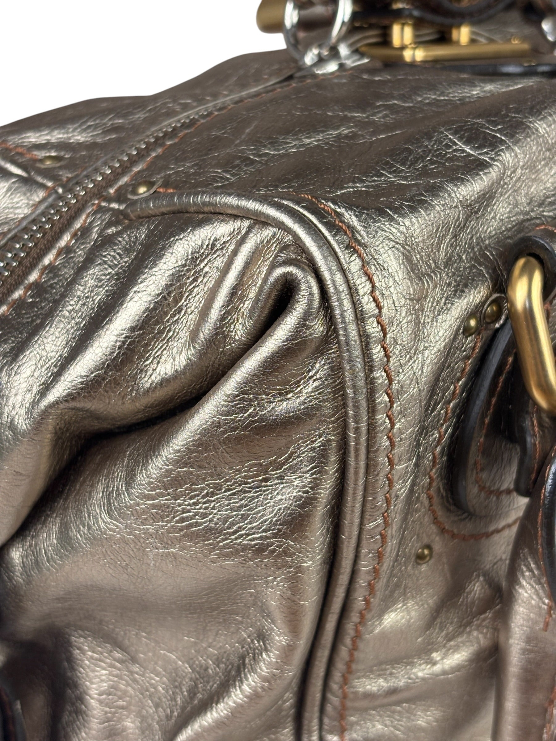 Chloe Metallic Gold Leather Paddington Handbag