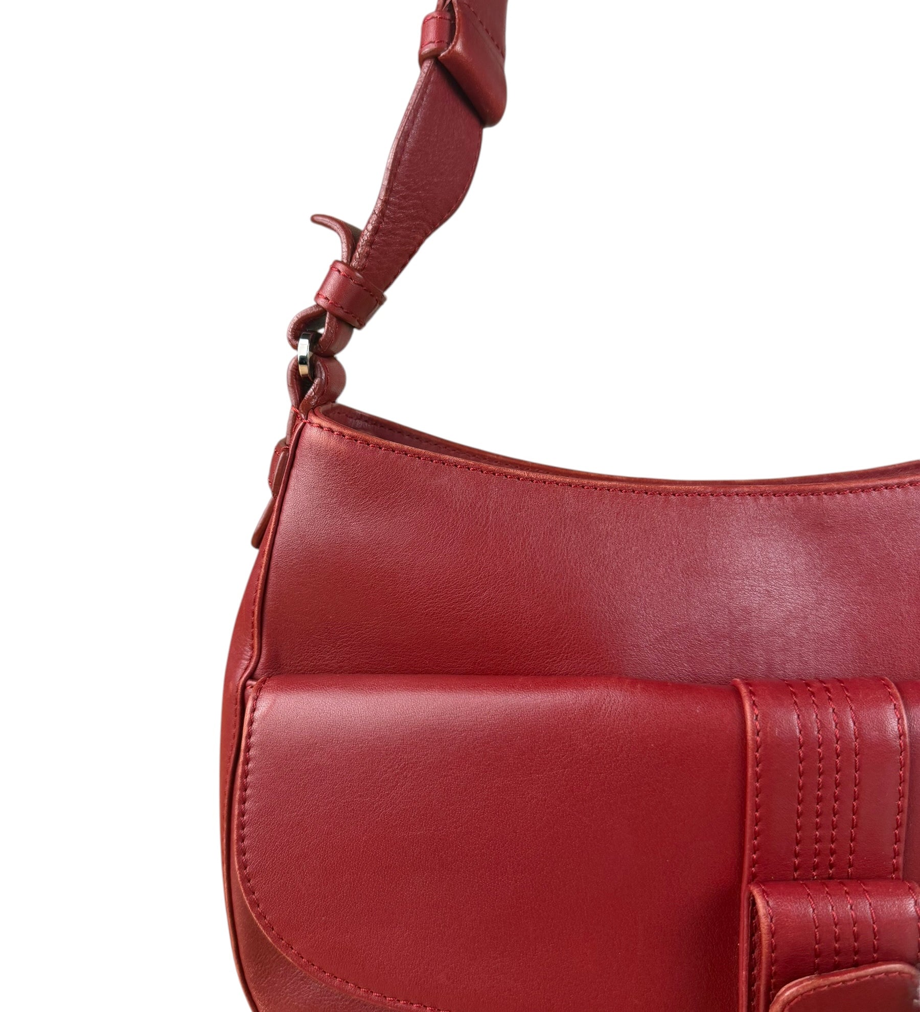 Loewe Vintage Red Leather Shoulder Bag