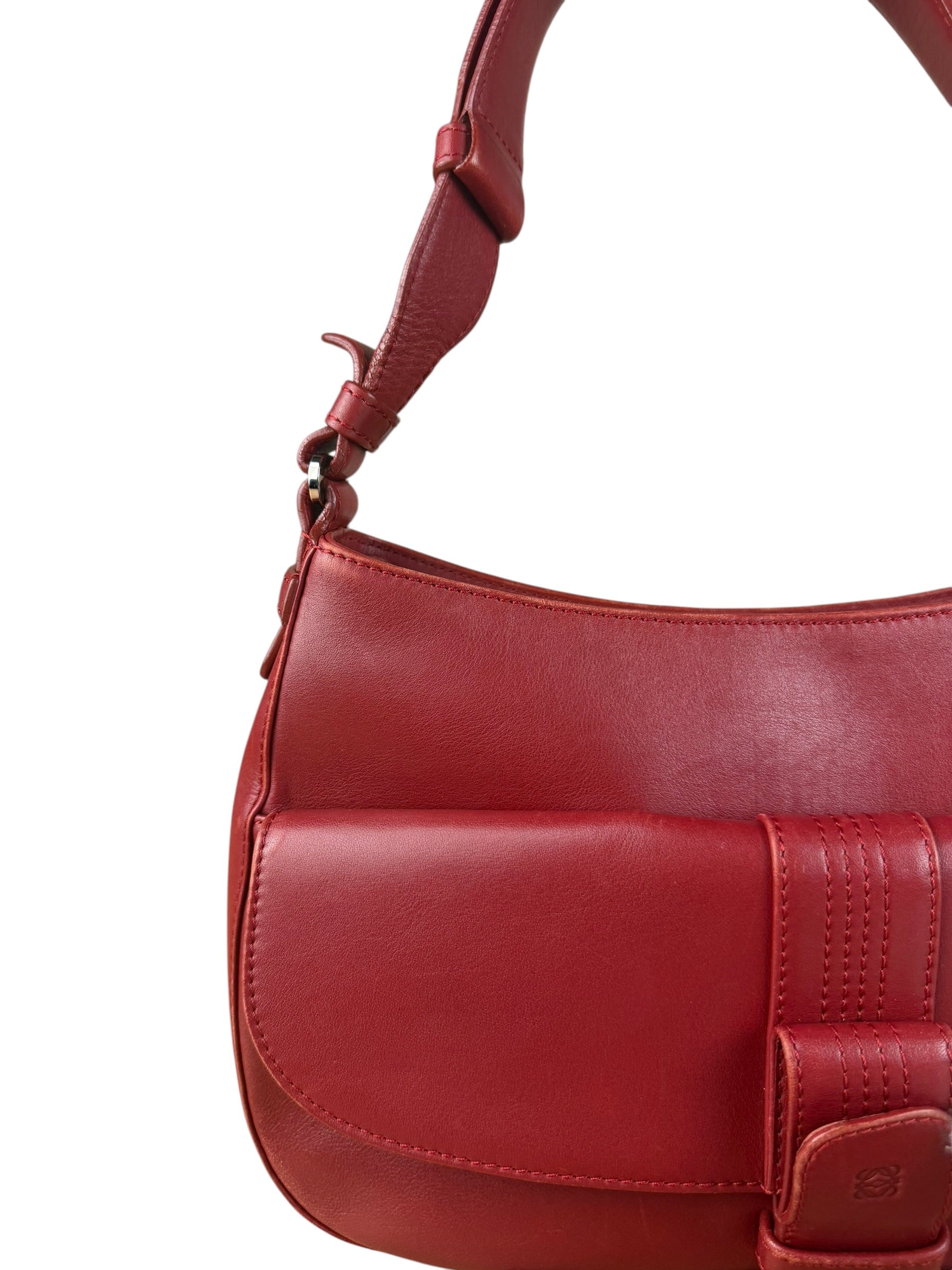 Loewe Vintage Red Leather Shoulder Bag