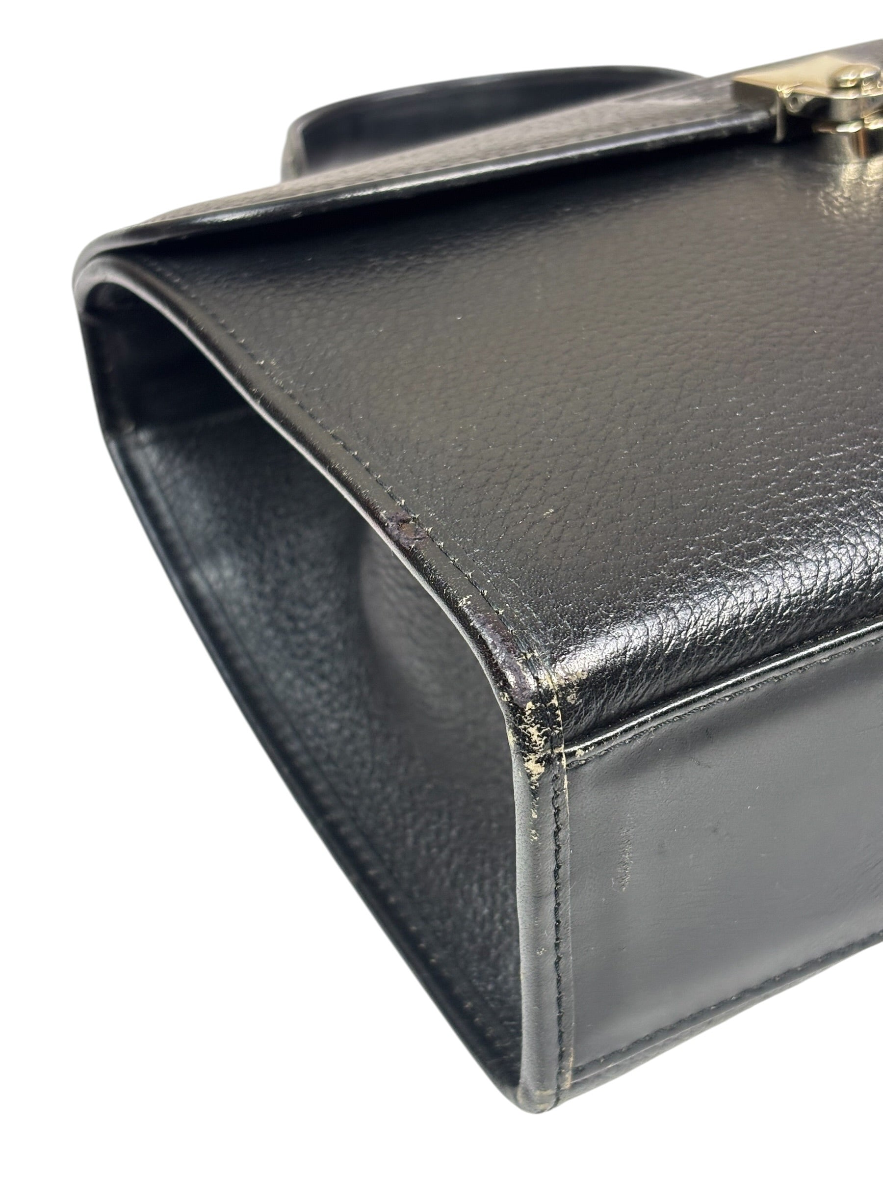 Burberry Vintage Black Leather Top Handle Bag