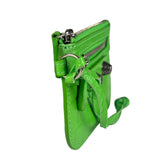 Balenciaga Neon Green Crocodile-Embossed Coin/Card Holder
