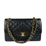 Chanel Vintage Black Quilted Leather Double Flap Bag 1995