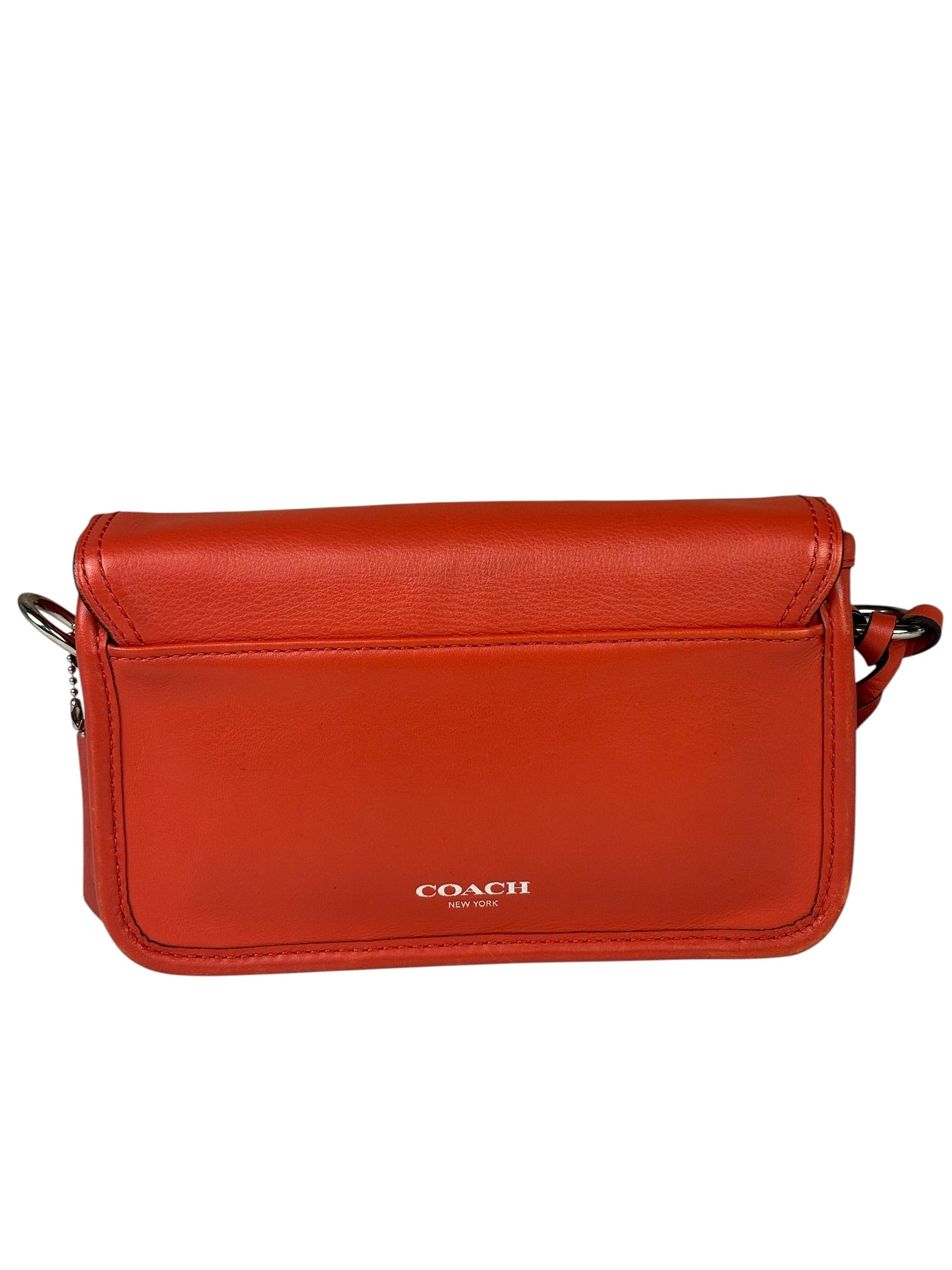 Coach Coral Red Leather Legacy Penny Shoulder Bag