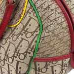 Christian Dior Vintage Beige/Brown Leather Trim Rasta Bowler Bag