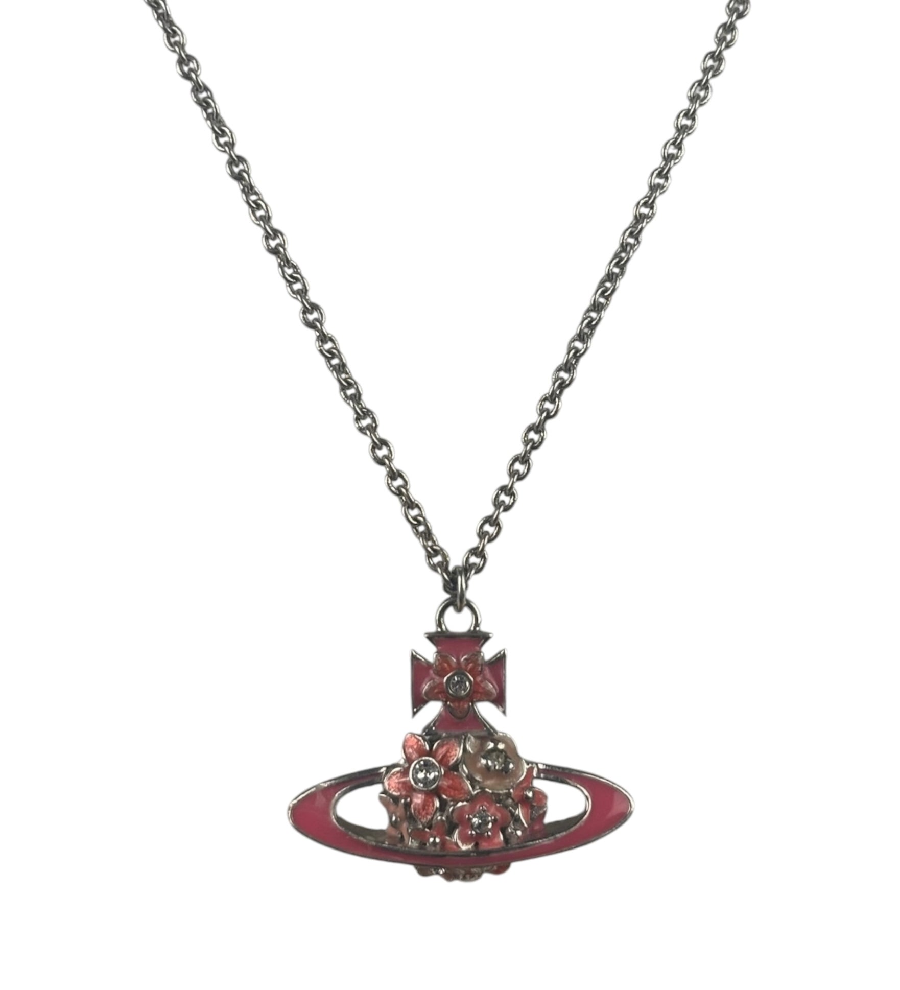 Vivienne Westwood Pink Flower Orb Pendant Necklace