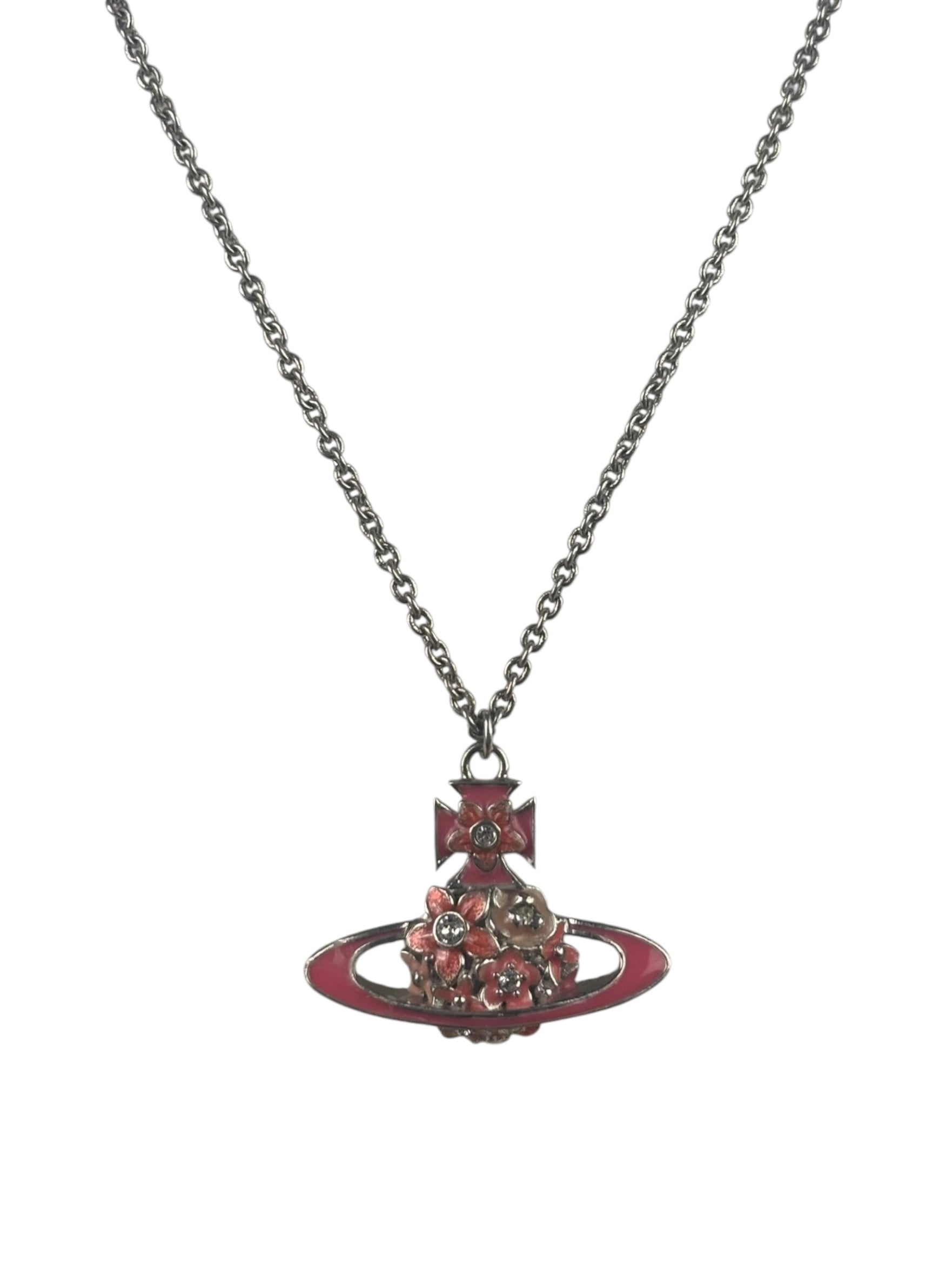 Vivienne Westwood Pink Flower Orb Pendant Necklace