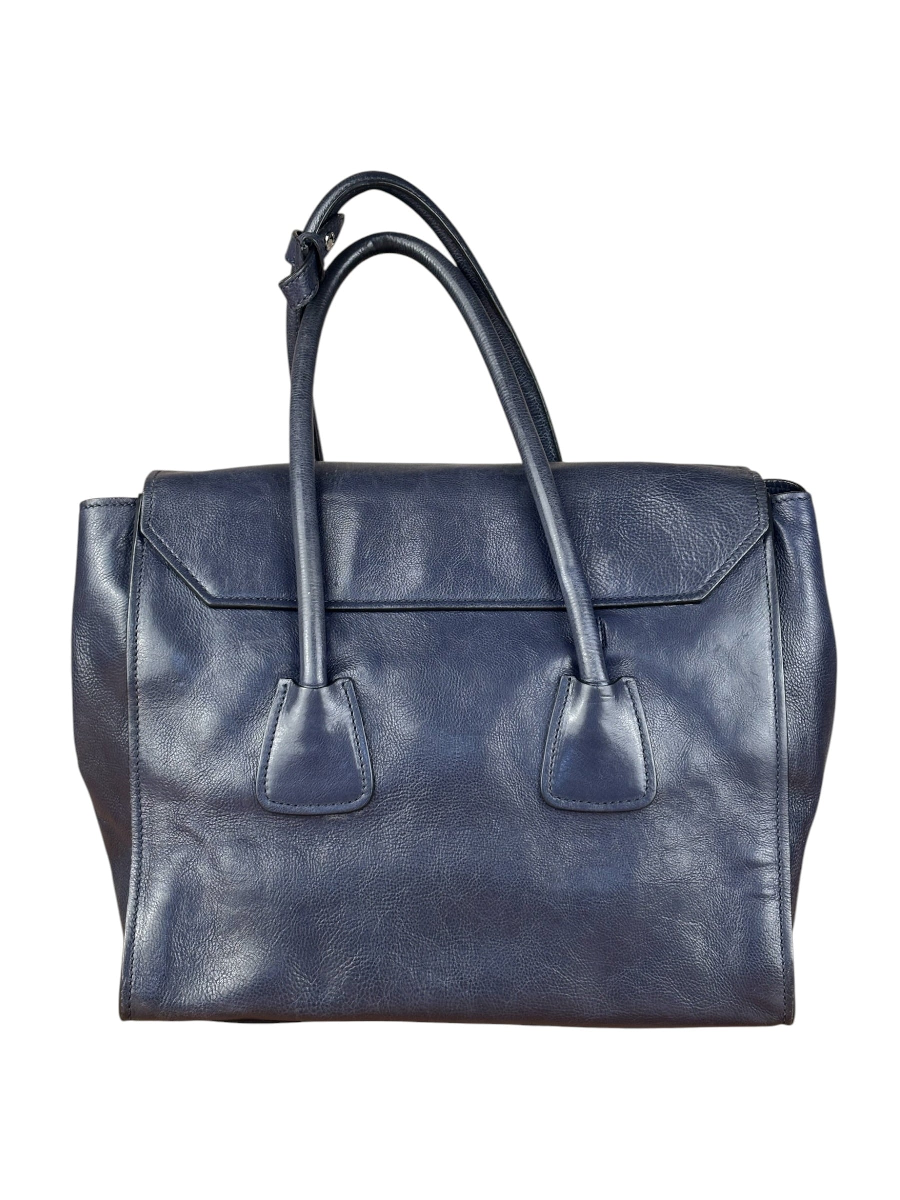 Prada Vintage Muted Blue Leather Glace 2Way Handbag