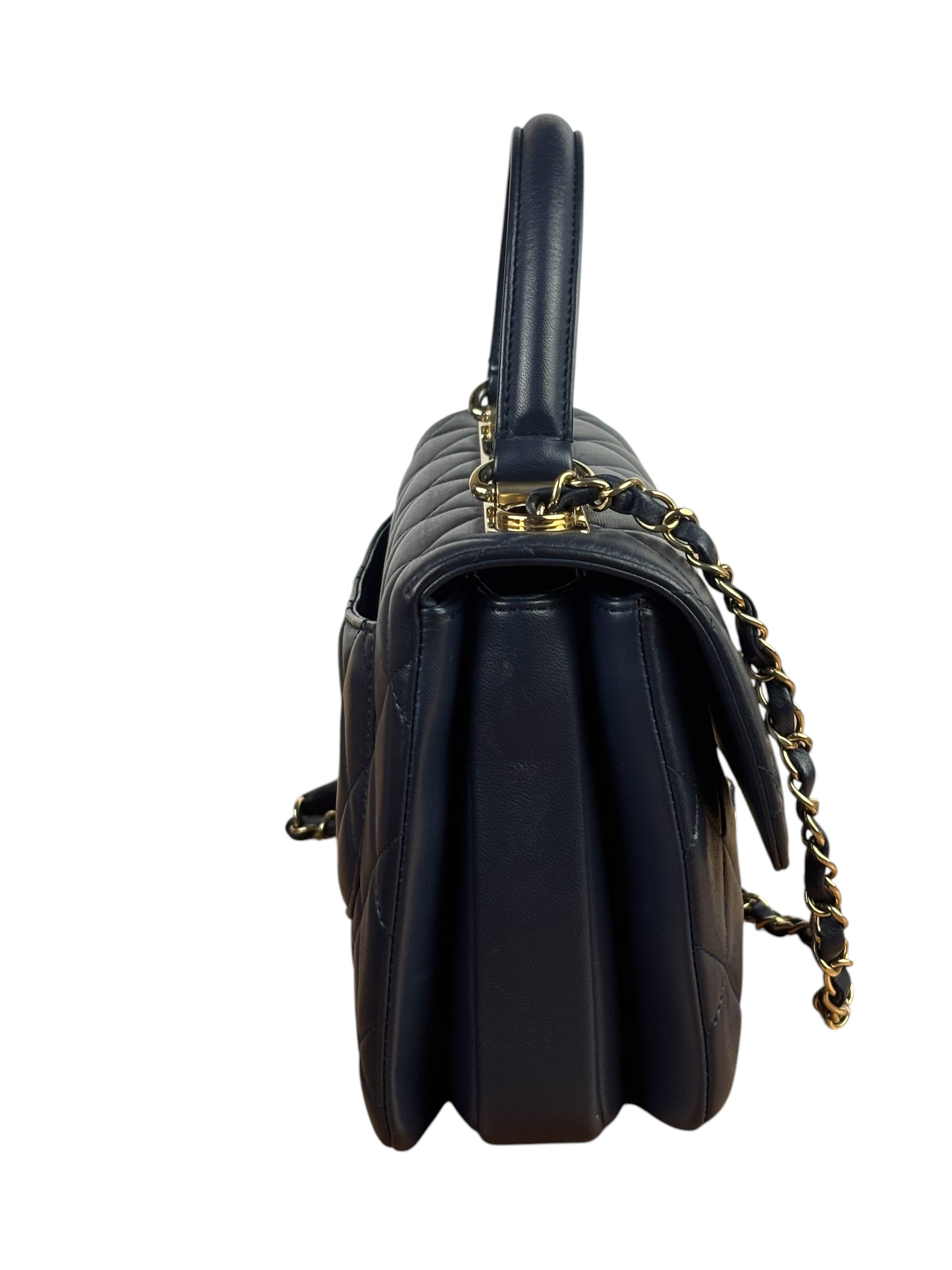 Chanel Navy Quilted Lambskin Small Trendy Flap Bag