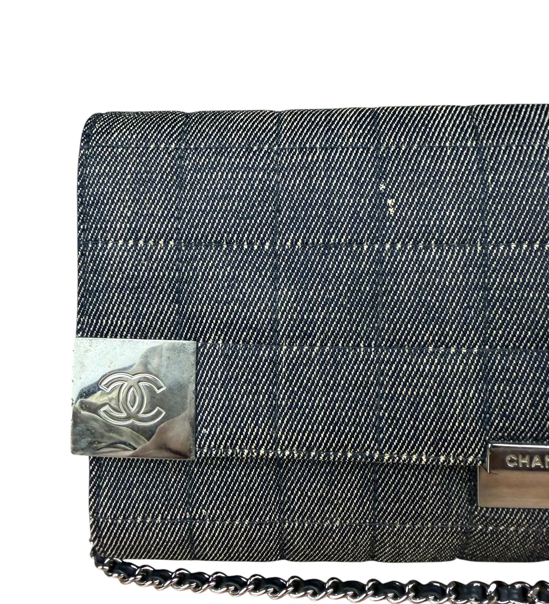 Chanel Denim Chocolate Bar Chain Flap Bag 2002