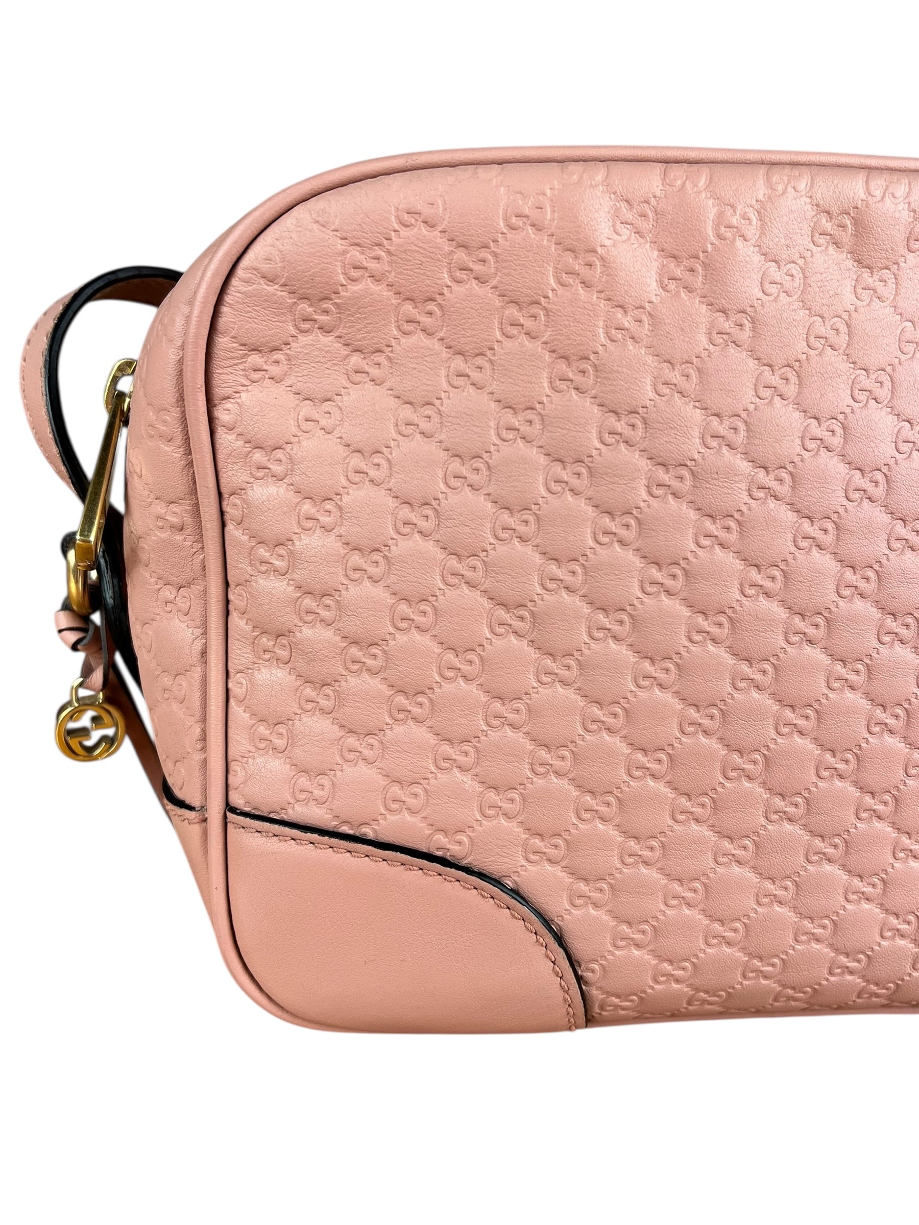Gucci Bree Microguccissima Leather Camera Bag Pink