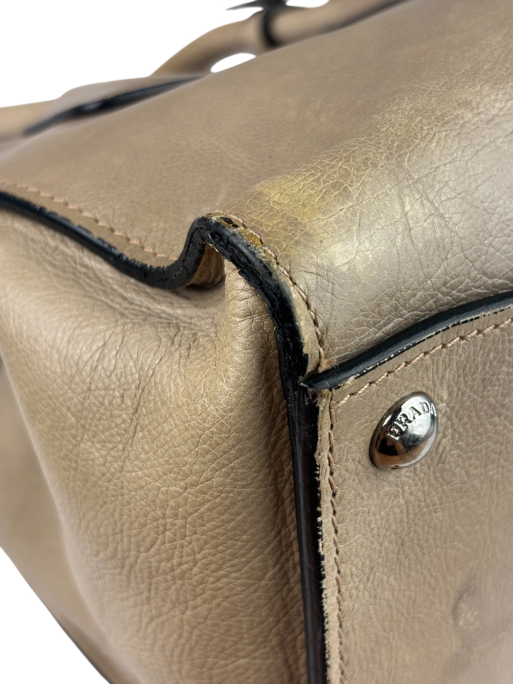 Prada Beige Glace Calf Twin Tote