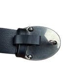 Prada Silver Emblem Leather Belt
