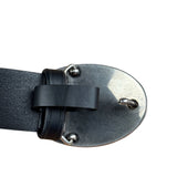 Prada Silver Emblem Leather Belt