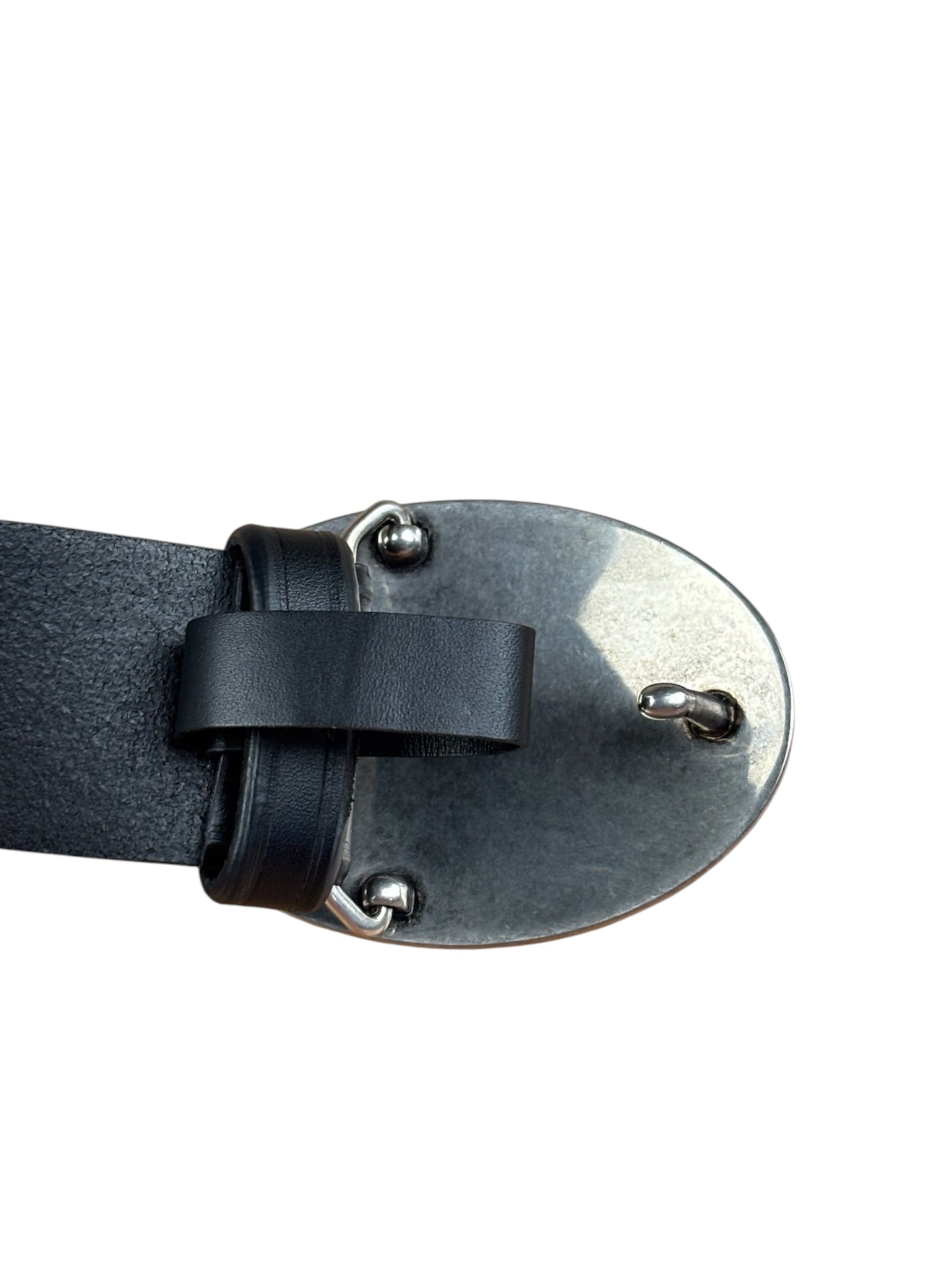 Prada Silver Emblem Leather Belt