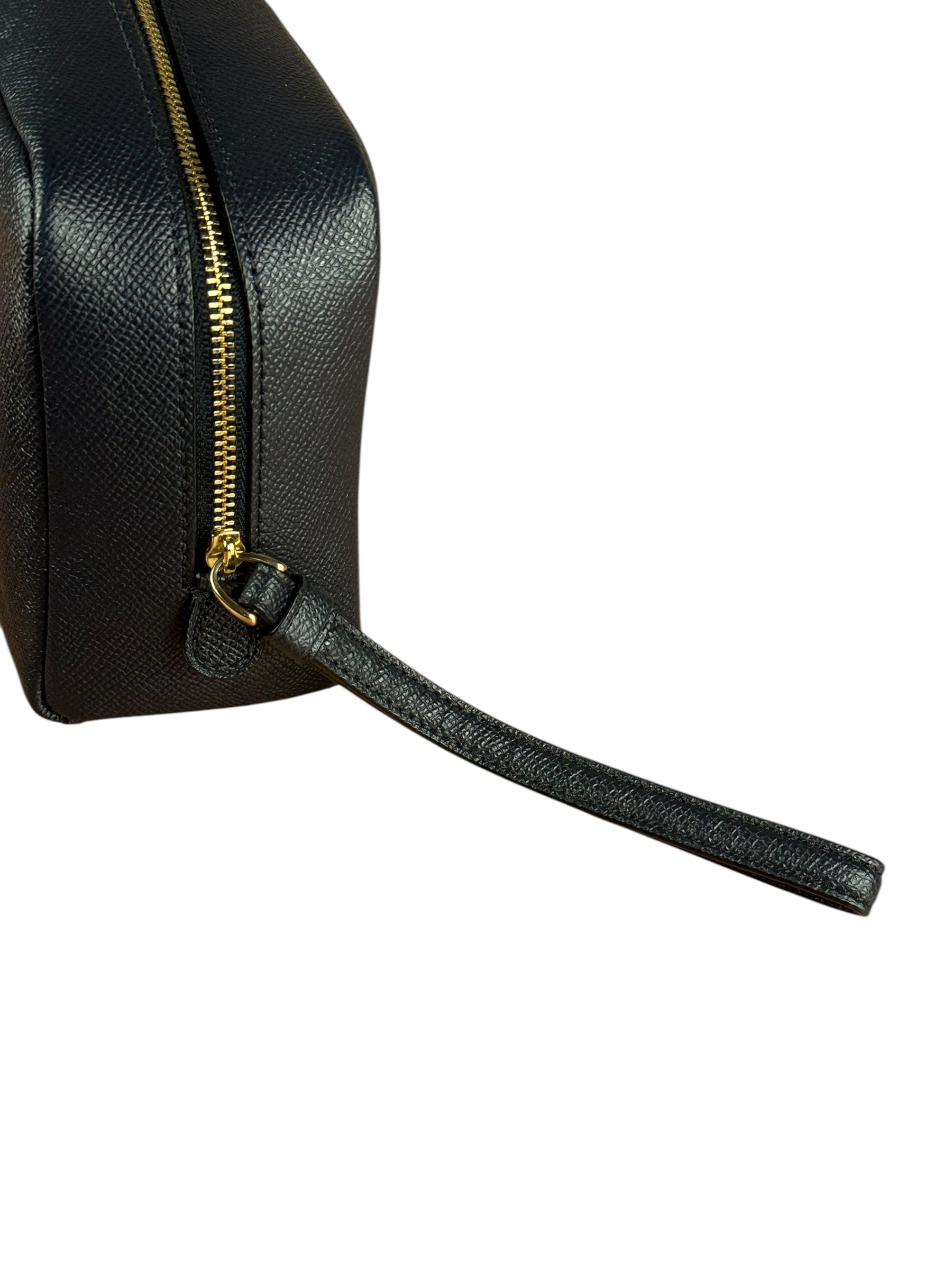 Coach Cosmetic Pouch Navy Blue Pebbled Leather