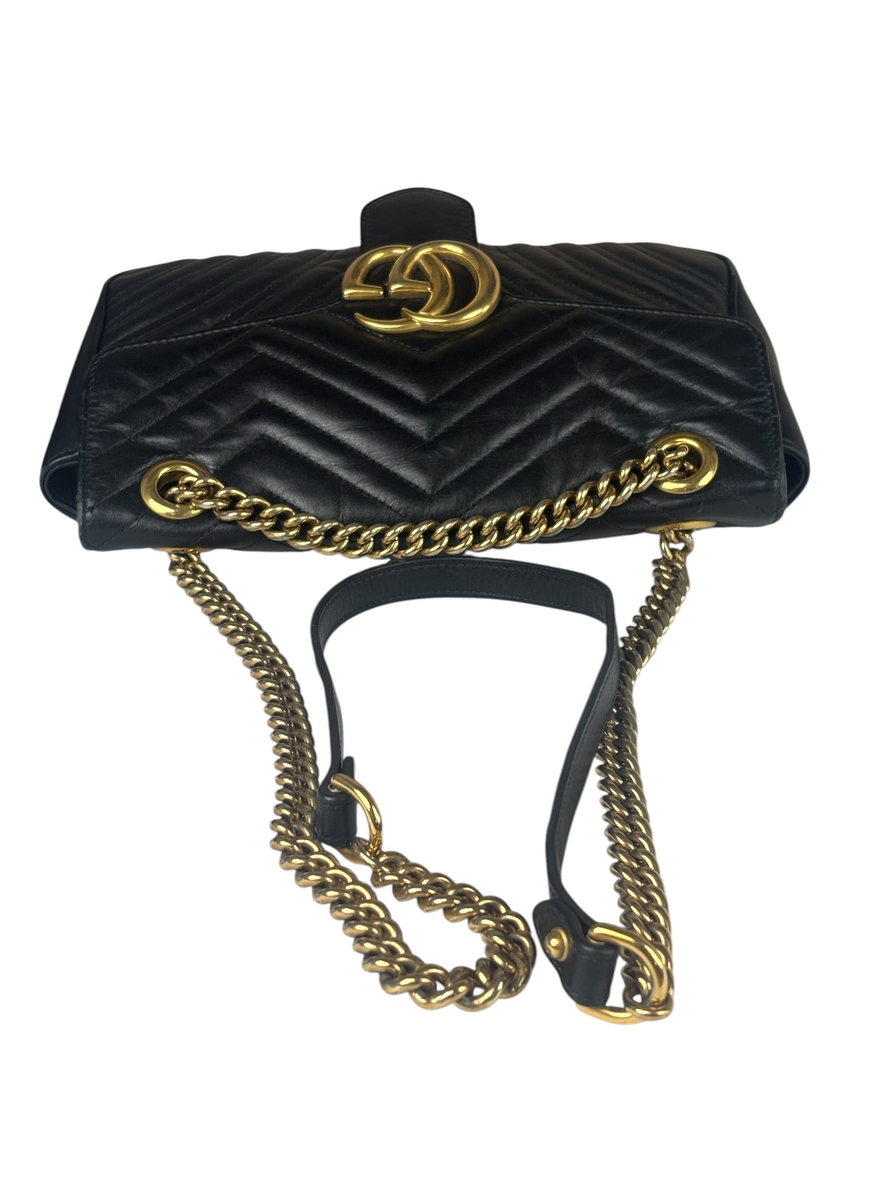 Gucci GG Black Marmont Leather Medium Shoulder Bag