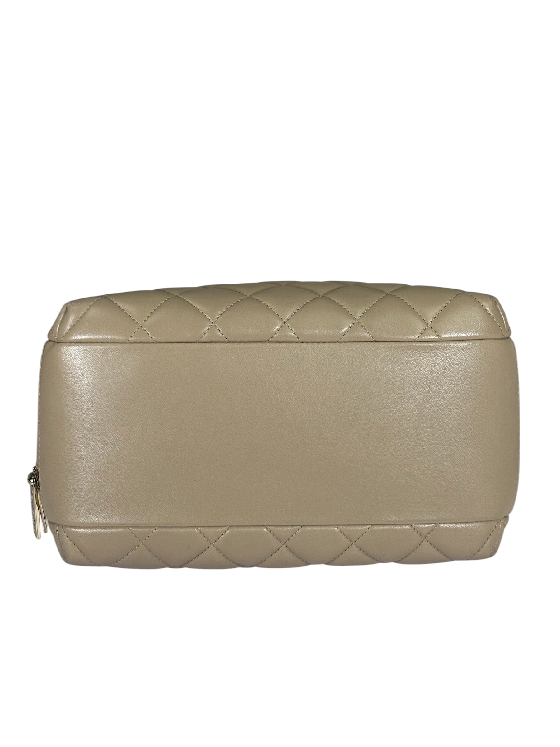 Chanel Beige Quilted Lambskin CC Trendy Bowling Bag 2017