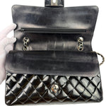 Chanel Black Patent Quilted Leather Double Flap Bag