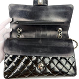 Chanel Black Patent Quilted Leather Double Flap Bag