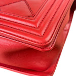 Chanel Red Quilted Lambskin Boy Flap Bag 2013