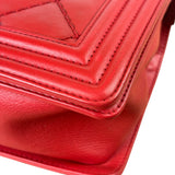 Chanel Red Quilted Lambskin Boy Flap Bag 2013